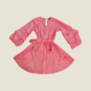 Red Puff Sleeve Ruffle Blouse